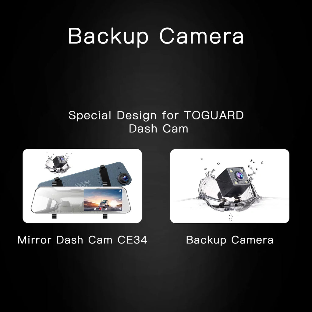 TOGUARD Backup Camera 5" Full HD 1080P Dash Cam Front and Rear Dual Lens with Waterproof Rear Camera