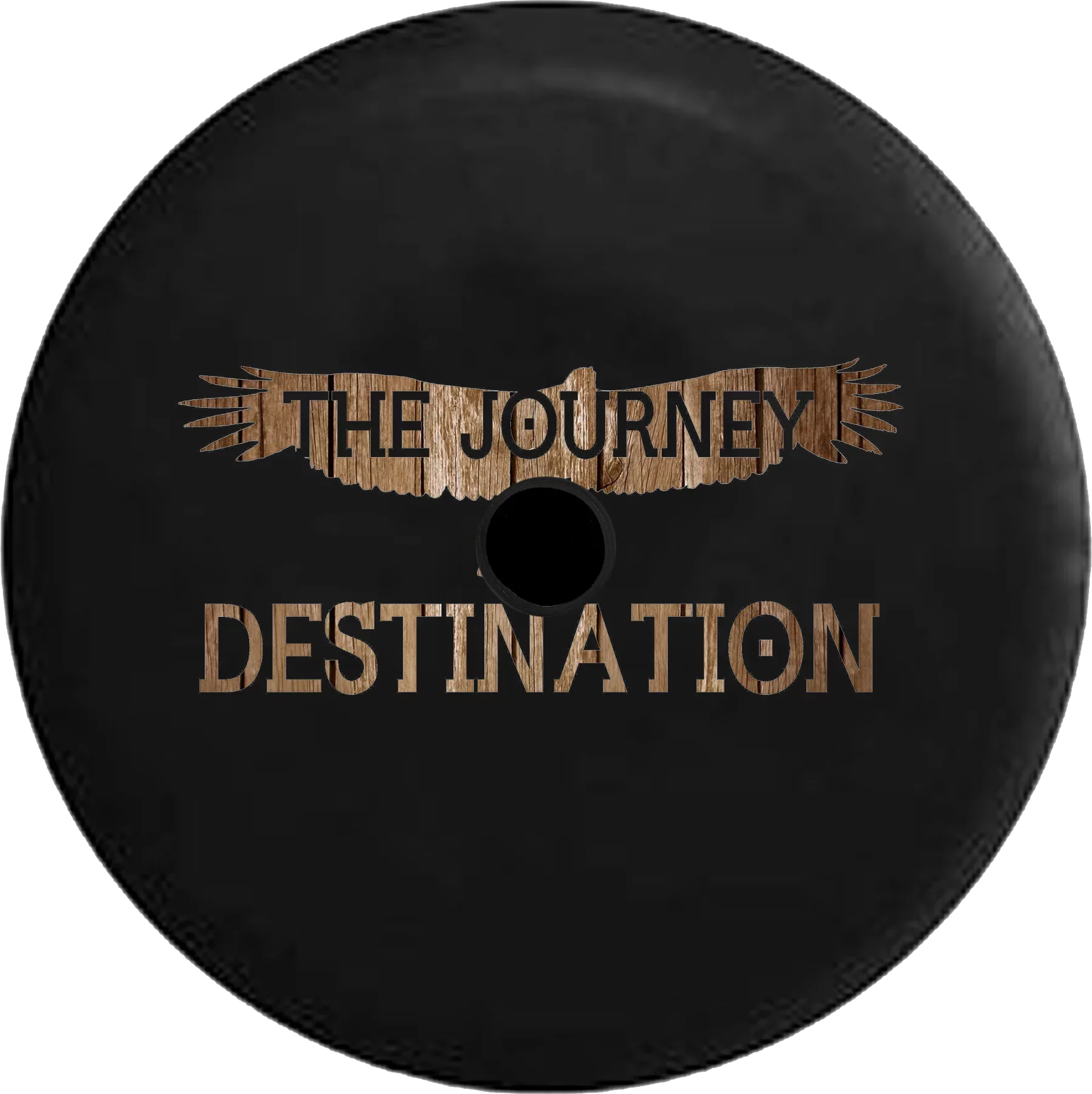 2018 2019 Wrangler JL Backup Camera The Journey is the Destination Distressed Wood Eagle Soaring Spare Tire Cover for Jeep RV 33 Inch
