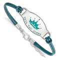 Sterling S. Rh-p LogoArt Zeta Tau Alpha Enameled Oval Leather Chain Bracelet; for Adults and Teens; for Women and Men