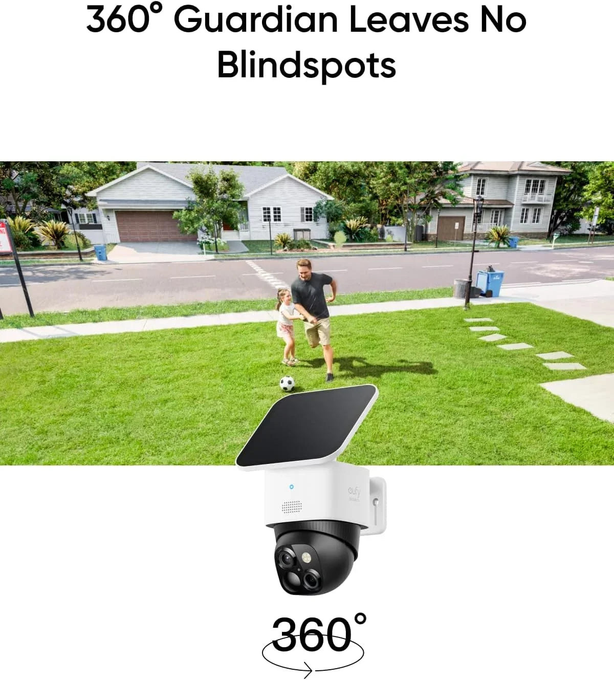 eufy Security SoloCam S340, Solar Security Camera, Wireless Outdoor Camera, 360° Surveillance, No Blind Spots, 2.4 GHz Wi-Fi, No Monthly Fee, HomeBase S380 Compatible