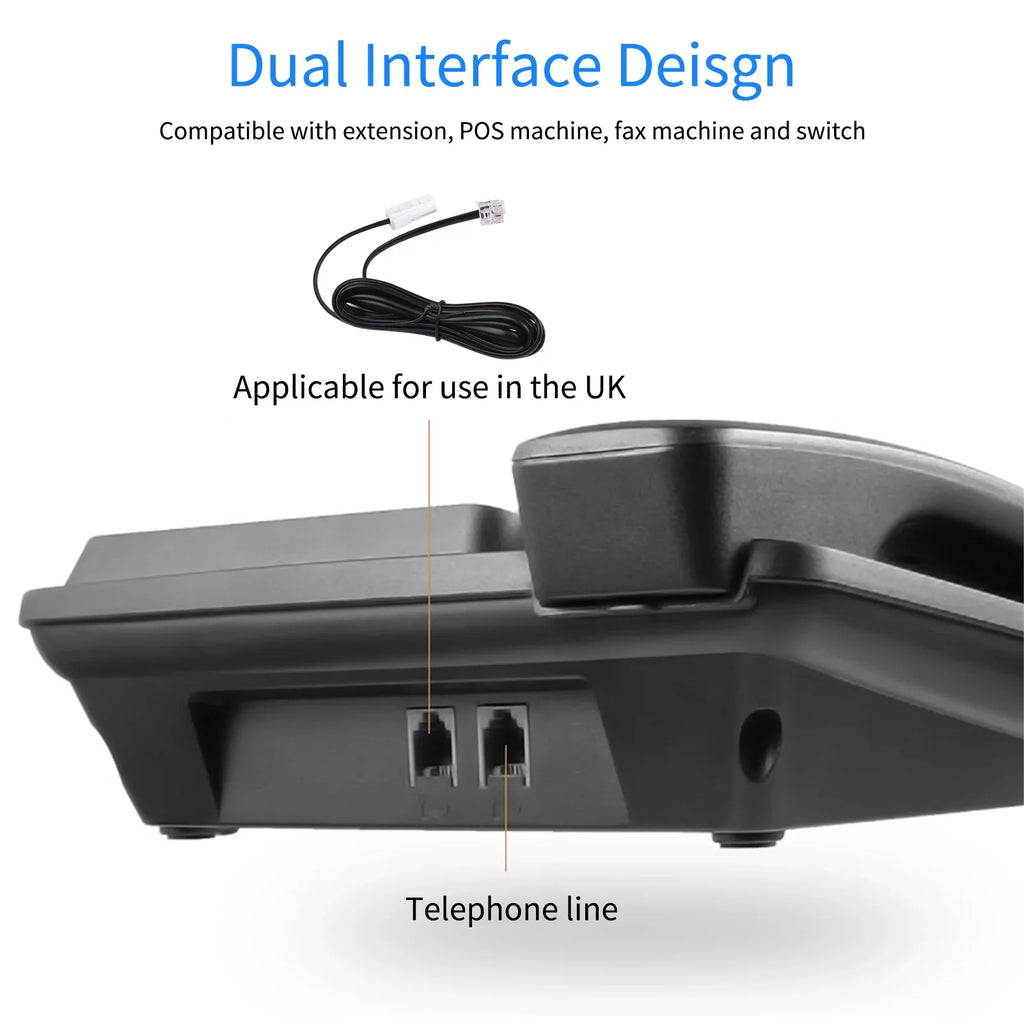Meterk Black Corded Phone Desk Landline Phone Telephone DTMF/FSK Dual System Support Hands-Free/Redial/Flash/Speed Dial/Ring Control Built-in IC Chip Sound Real-time Date for Elderly Seniors Home