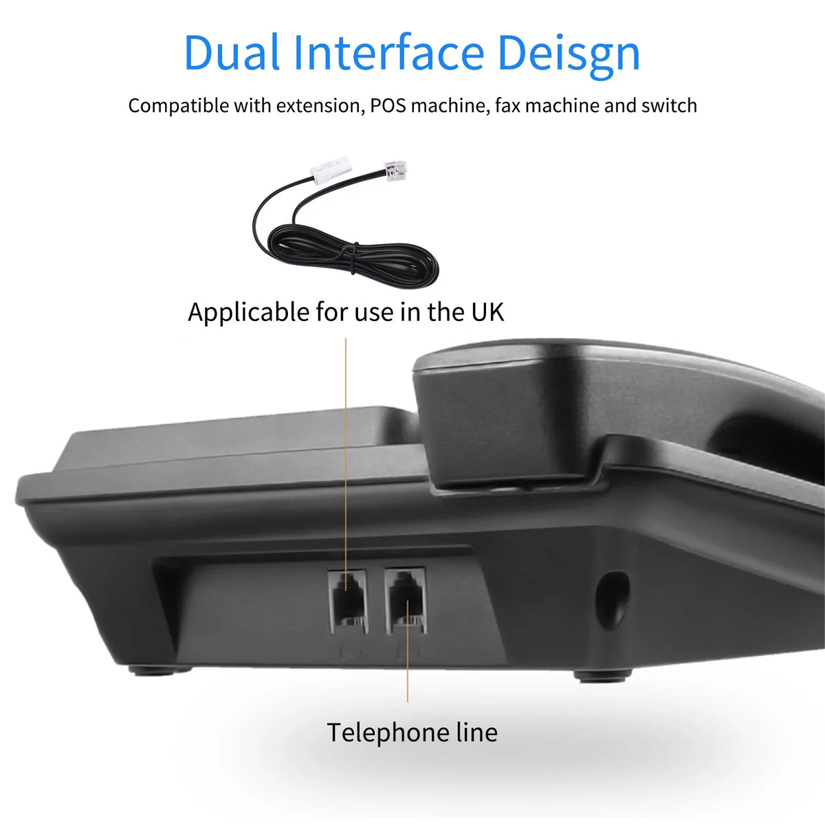 Meterk Black Corded Phone Desk Landline Phone Telephone DTMF/FSK Dual System Support Hands-Free/Redial/Flash/Speed Dial/Ring Control Built-in IC Chip Sound Real-time Date for Elderly Seniors Home