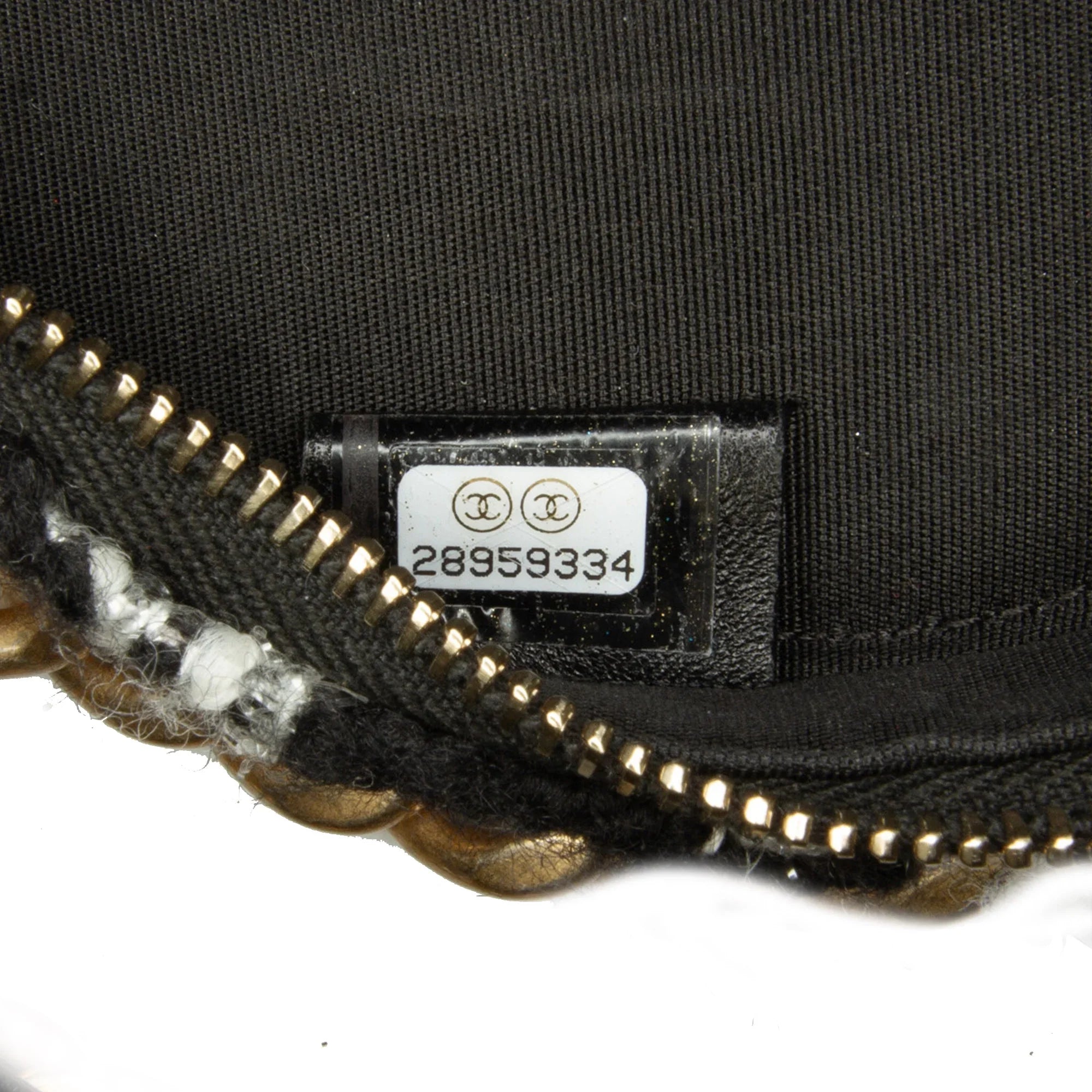 Pre-Owned Authenticated Chanel Round 19 Clutch with Chain and Lambskin Coin Purse Tweed Fabric Black Crossbody Bag Unisex (Good)