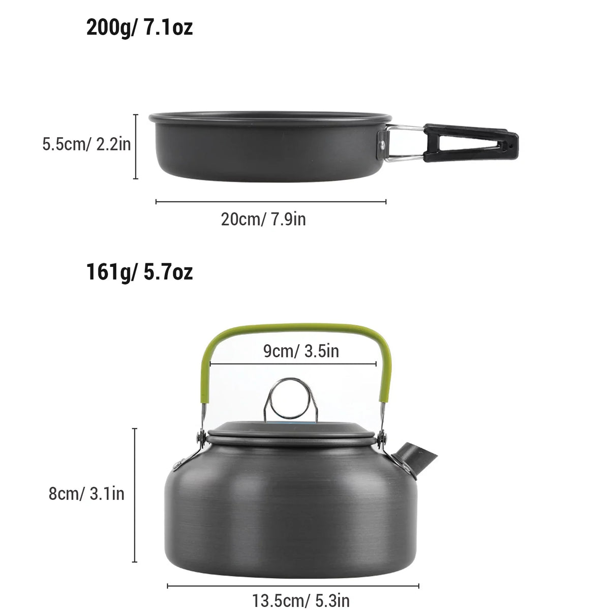 moobody Camping Cookware Mess Kit Non-Stick Pot and Pan Set with Kettle for Camping Hiking Backpacking