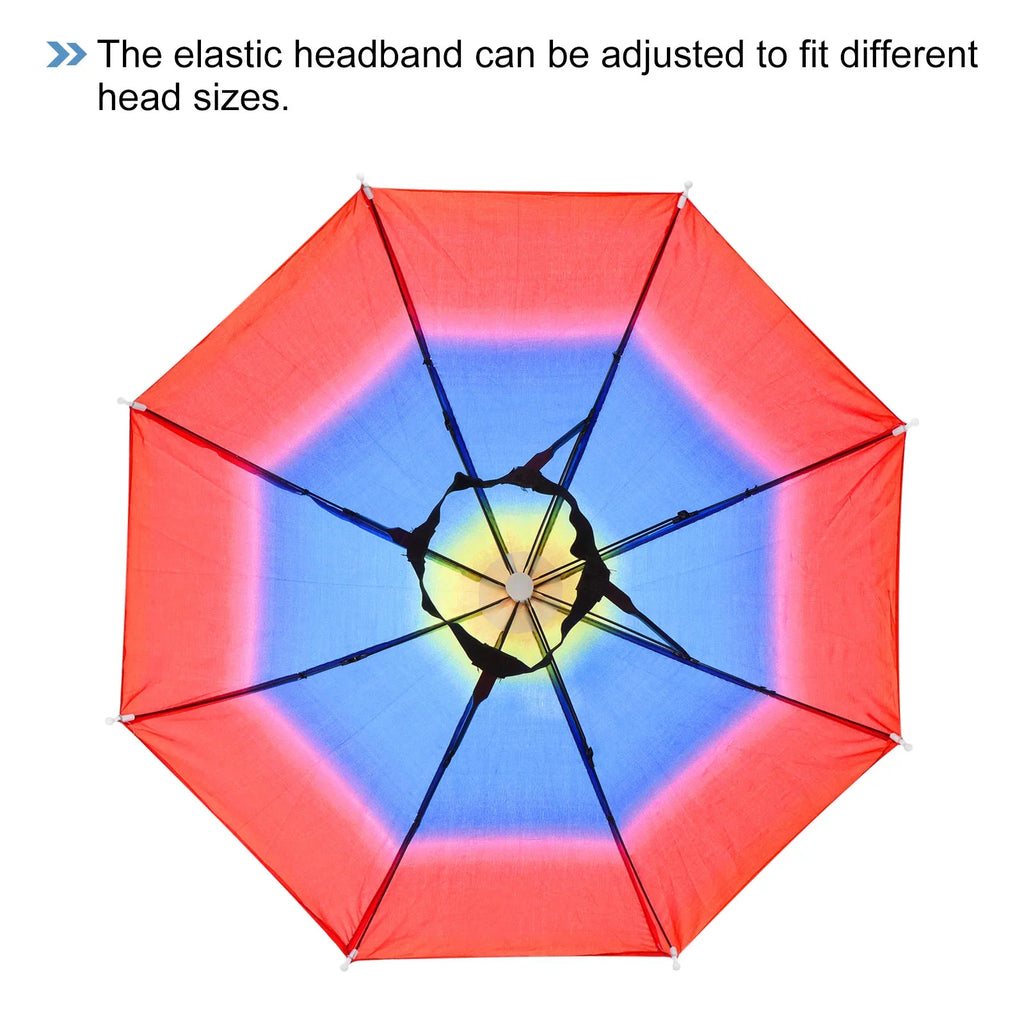 Uxcell 20" Fishing Umbrella Hat Folding Sun Rain Cap Head Umbrella Rainbow Color 4 Pack