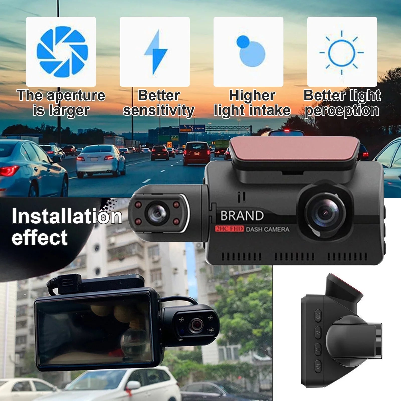 Rearview Mirror Monitor - IPS Screen DVR Rear View Dual Camera Video Recording System in Full HD 1080p with Built-in G-Sensor, Parking Monitor Control, Loop Recording (Black)