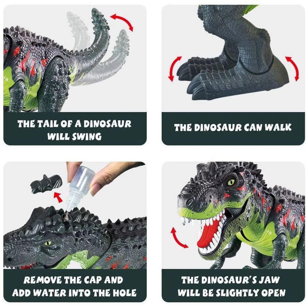 WESPREX Electronic Walking T-Rex: Flame Spray, Water Mist, Laying Eggs, Light Up Eyes, Roaring Sound, Realistic Toy for Kids 3+ Eletronic Walking T-Rex