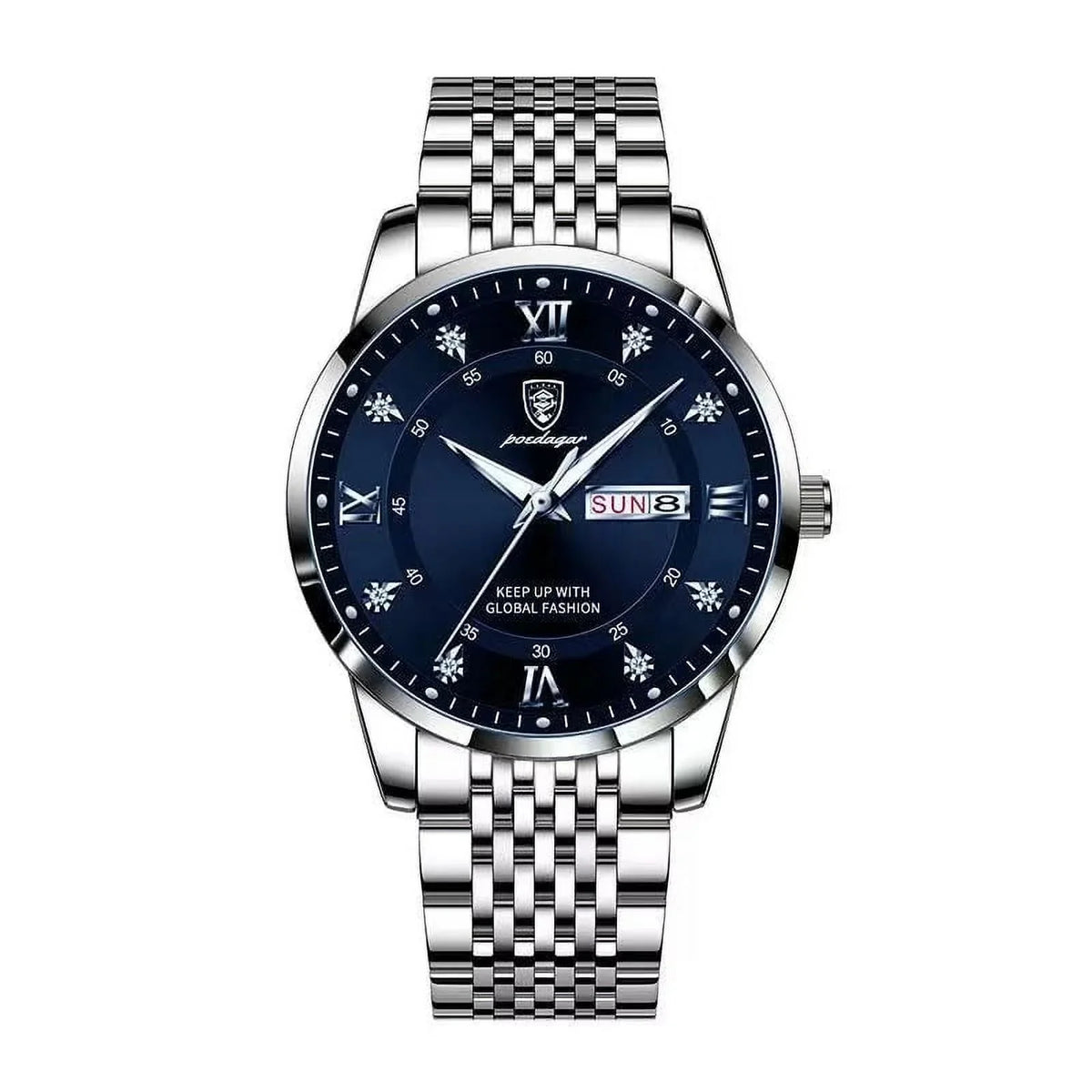 POEDAGAR New Men Ultra-Thin Watches Fashion Week Calender Business Cool Waterproof Luxury Stainless Steel Quartz Wristwatch