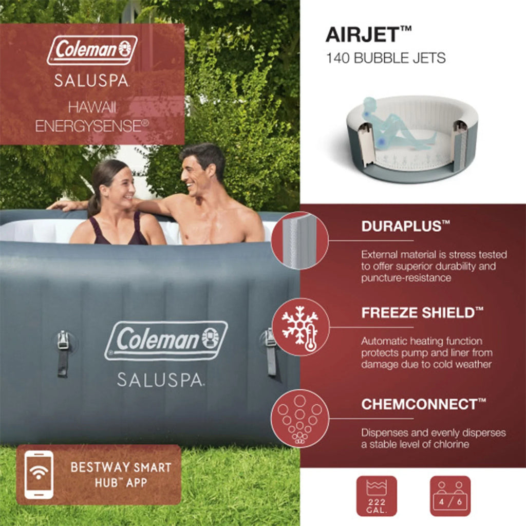 Bestway Coleman Hawaii Hot Tub + Bestway SaluSpa Non Slip Spa Seat