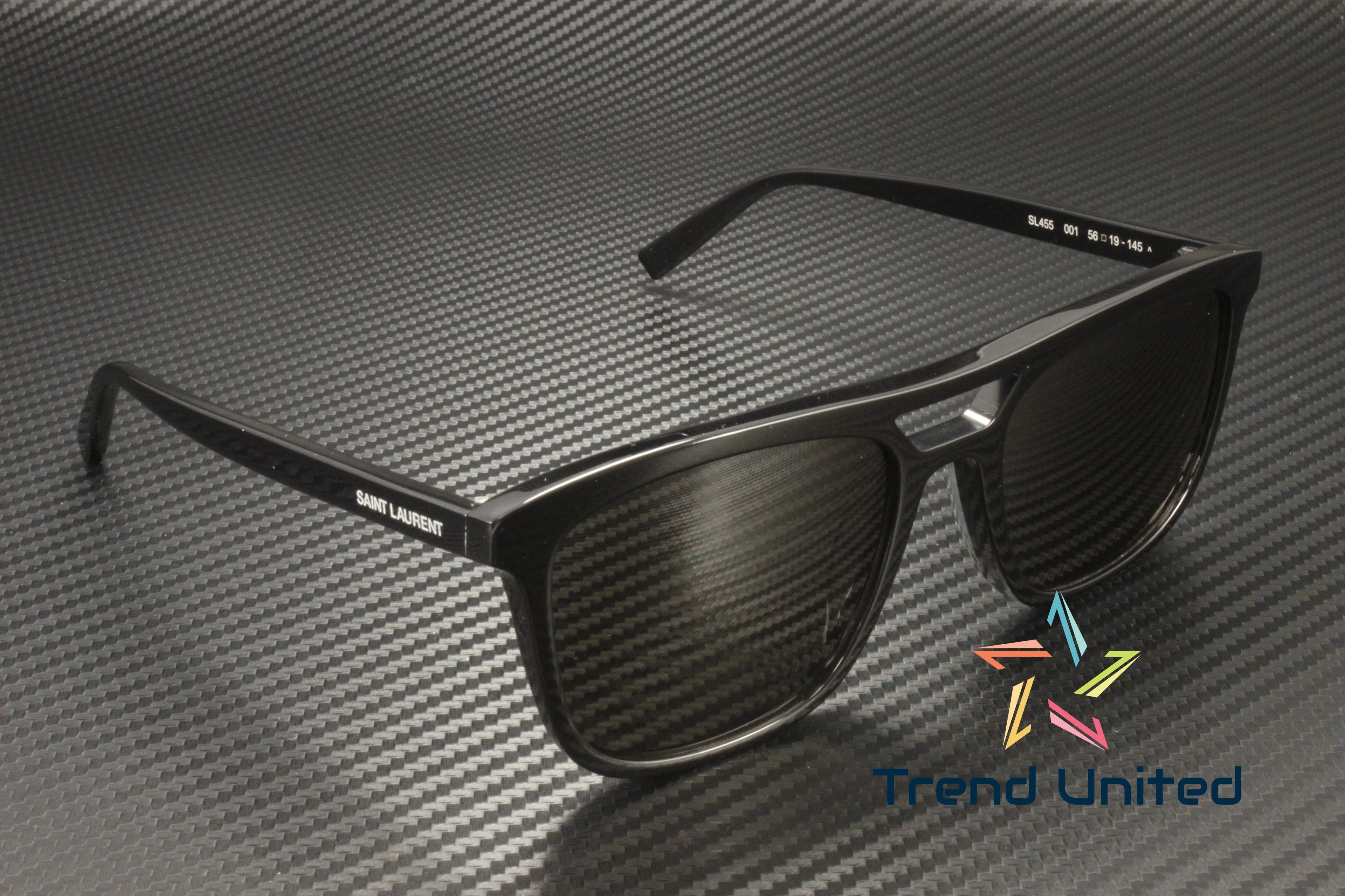 SAINT LAURENT SL 455 001 Rectangular Squared Acetate Black 56mm Men's Sunglasses