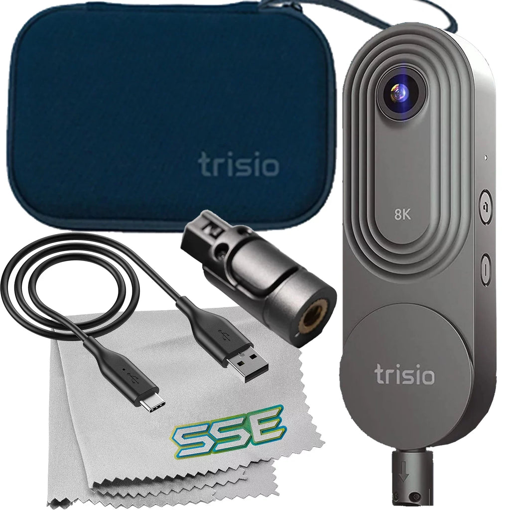 Trisio Lite 2 VR - 8K Virtual Tour NodeRotate 360° Camera + Manufacturer Supplied Carrying Case, Quick Plug-in, USB Cable, Seller Supplied Microfiber Cloth & More (7pc Bundle)