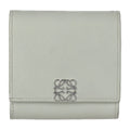 Pre-Owned LOEWE Loewe ANAGRAM COMPACT FLAP WALLET Anagram compact flap wallet folio C821L57X01 leather light green series silver metal fittings L-shaped fastener (Good)
