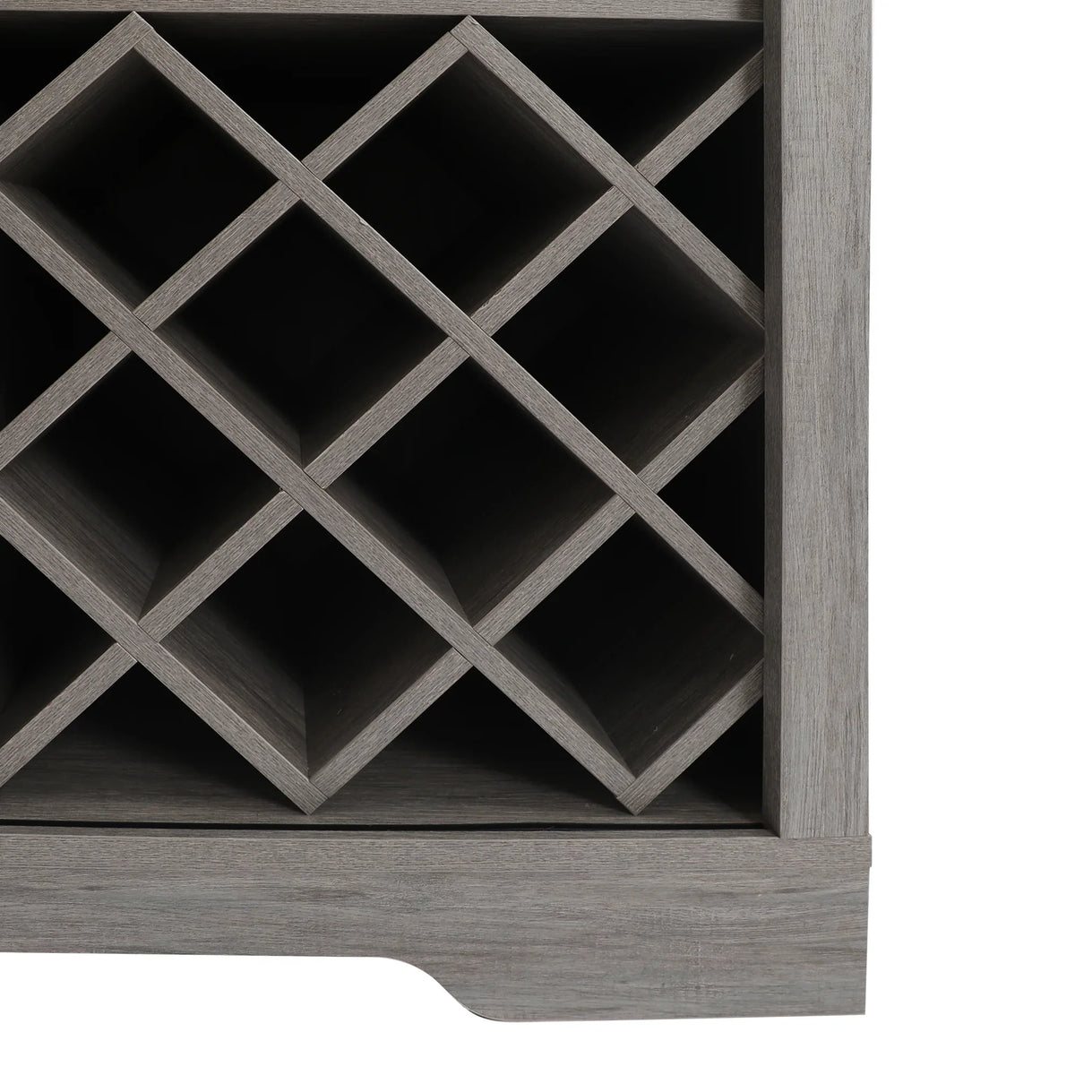 ABBSR Gray Wooden Wine Bar Storage Cabinet with Glass Holder,Wine Rack,Large Table for Decor