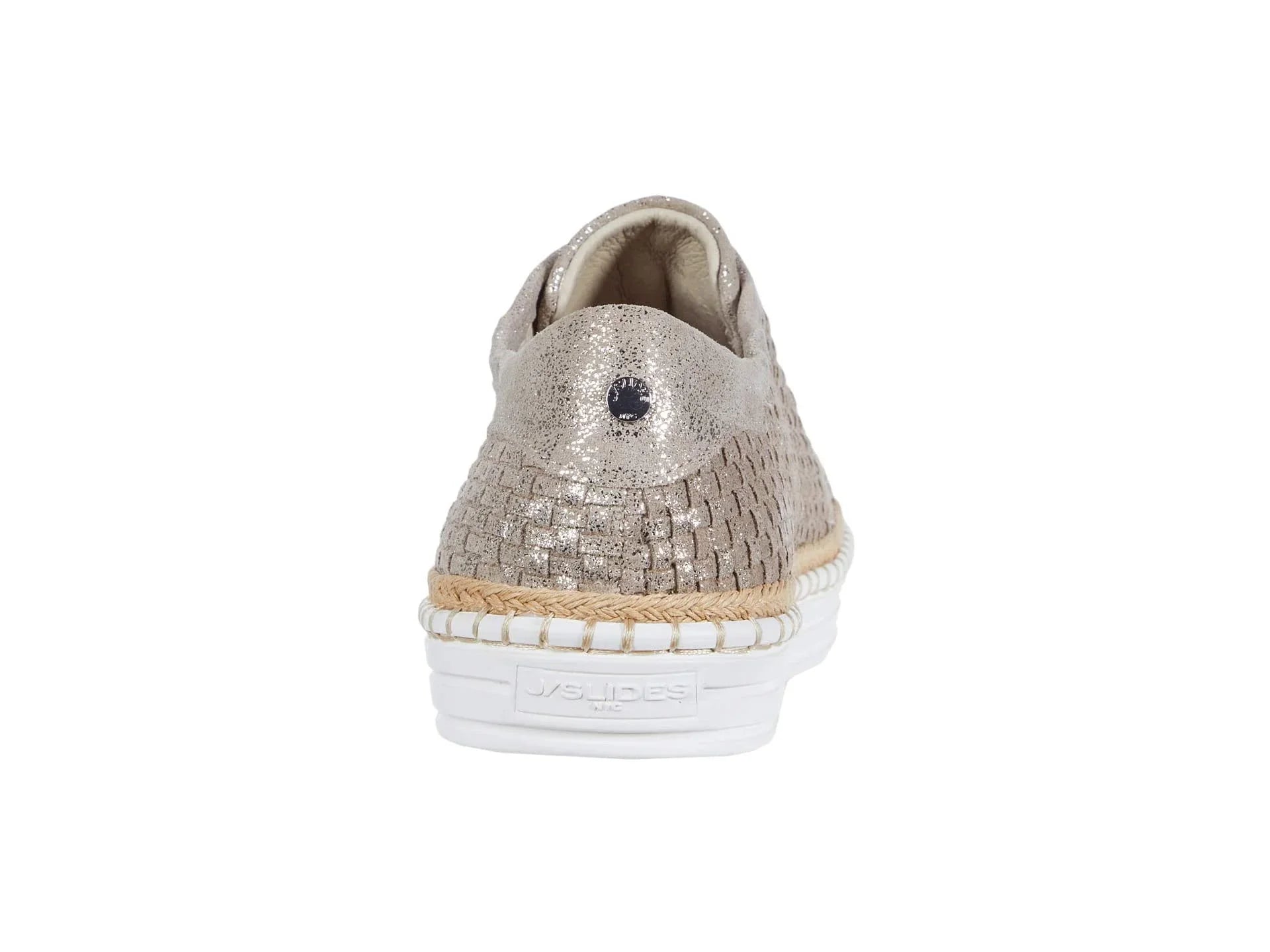 J SLIDES Womens Gold Padded Logo Hardware Woven Goring Kayla Round Toe Platform Slip On Leather Sneakers Shoes 10 M