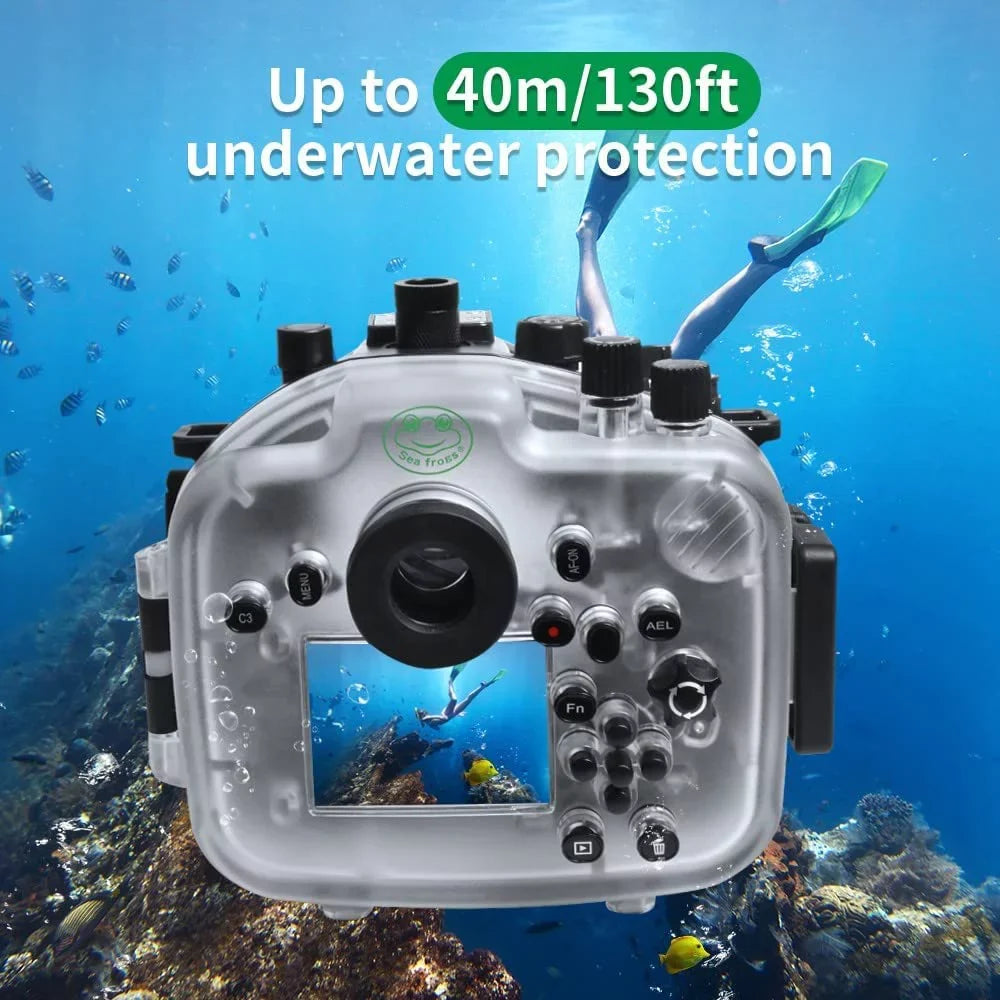 Seafrogs [40M/130FT] Underwater Housing Waterproof Case w/ 6 Inch Dome Port Kit for Sony A7R IV A7R4 ILCE-7R IV Compatible with Sony FE 16-35mm F/4 28-70mm F3.5-5.6, 12-24mm F4 G Lens-Black