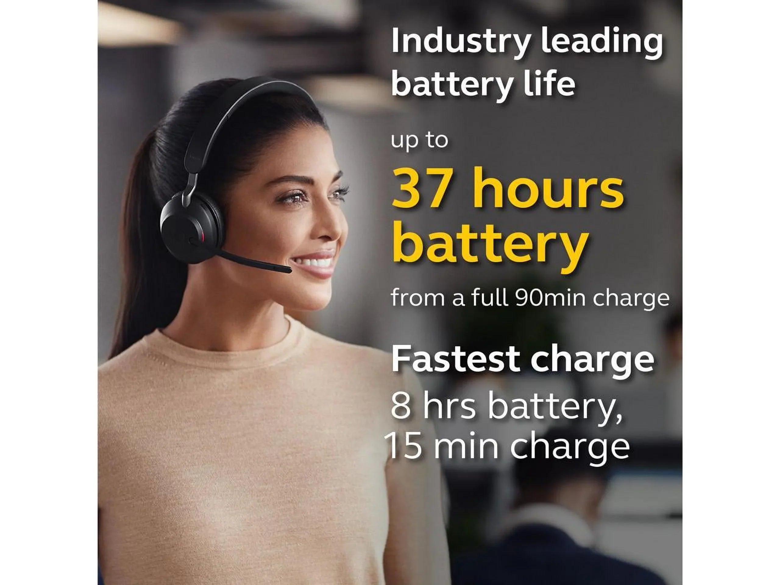Jabra Evolve2 65 USB-A UC Stereo with Charging Stand - Black Wireless Headset / Music Headphones