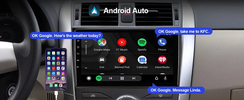 Android 10 Double Din Car Stereo for Toyota Corolla 2009-2013 with 9 Inch Touchscreen Radio Built-in Wireless Carplay/Android Auto/GPS/Bluetooth/FM/AUX-in/Steering Wheel Control Backup Camera 2+32G