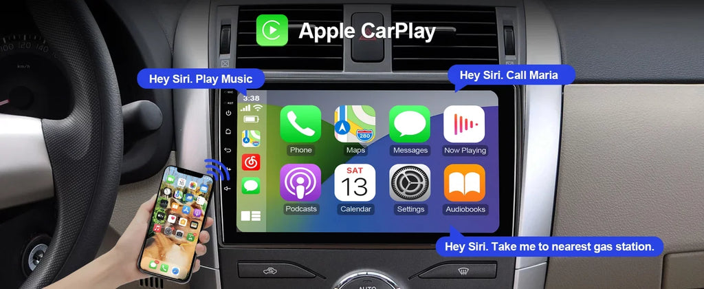 Android 10 Double Din Car Stereo for Toyota Corolla 2009-2013 with 9 Inch Touchscreen Radio Built-in Wireless Carplay/Android Auto/GPS/Bluetooth/FM/AUX-in/Steering Wheel Control Backup Camera 2+32G