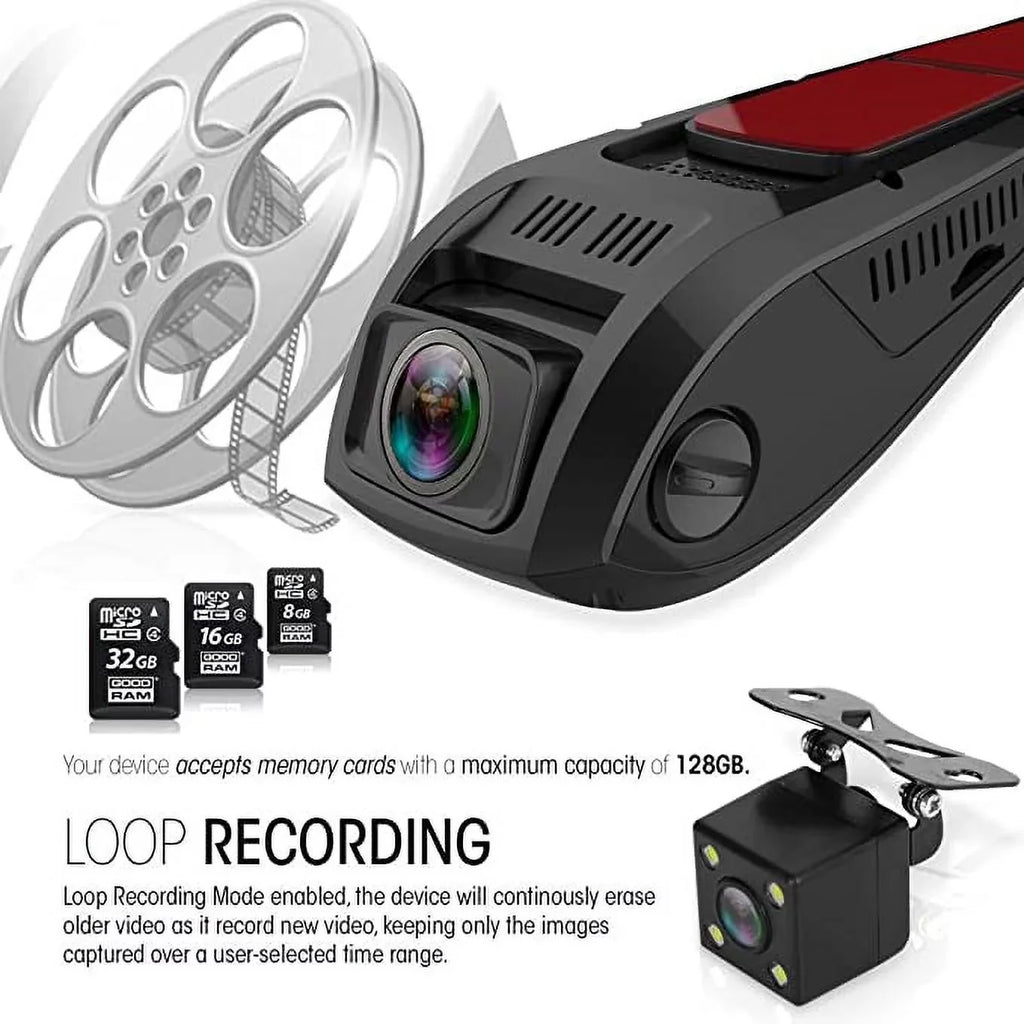Pyle Dash Cam Rearview DVR Monitor 1.5” Digital Screen Rear View Dual Camera Video Recording System