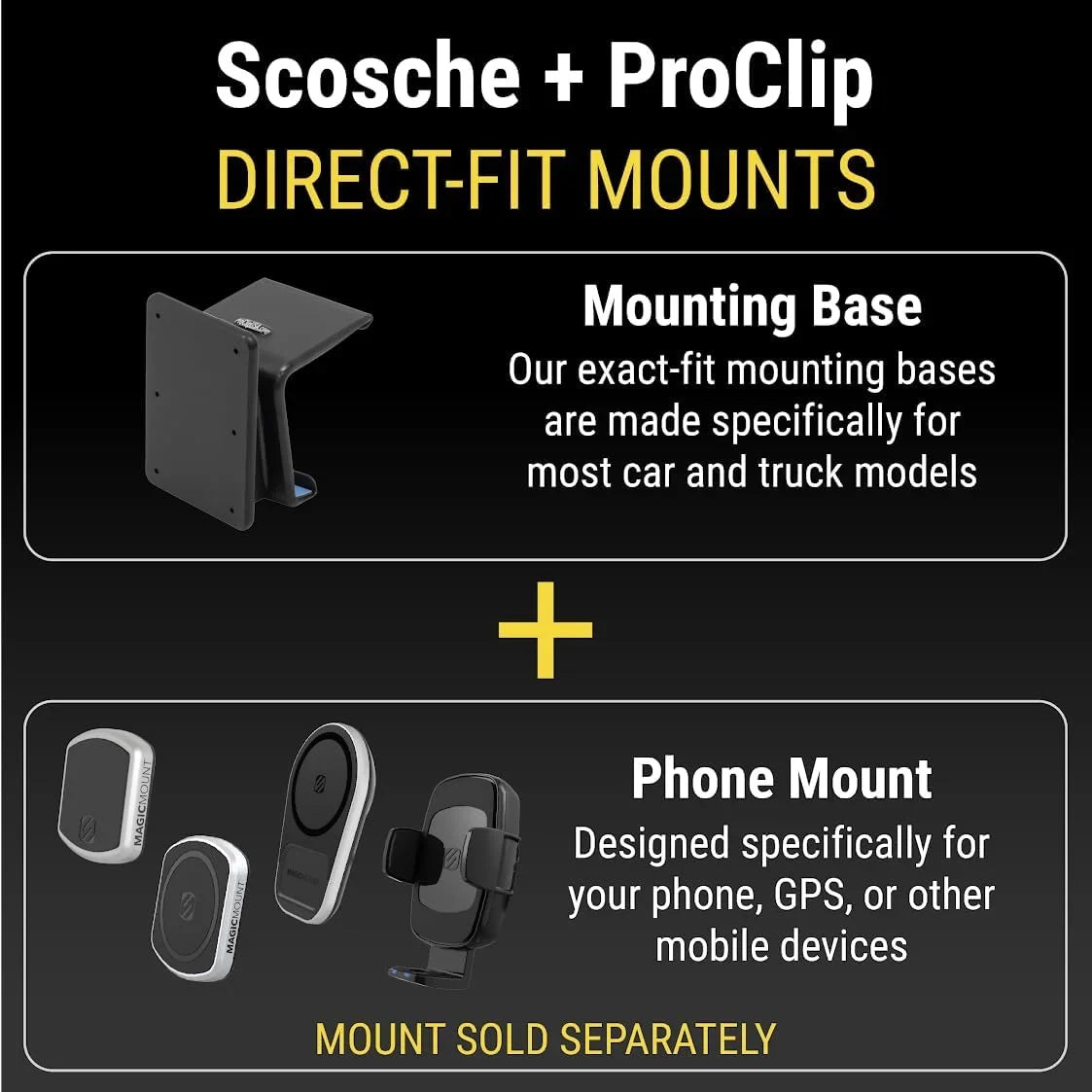 Scosche PC835471 ProClip Left-Hand Console Mount Compatible w/ 2019-2023 Chevy Silverado 1500, 2019-2021 GMC Sierra 1500, 2020-2023 Silverado 2500/3500 & Sierra 2500/3500 Trucks (Mounting Base Only)