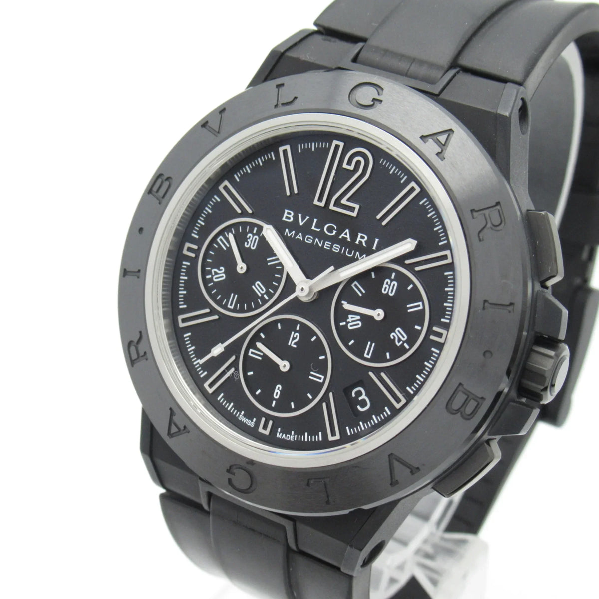 Pre-Owned BVLGARI Diagono Magnesium Chrono Wrist Watch watch Wrist Watch DG42SMCCH Mechanical Automatic Black  Rubber belt mag DG42SMCCH (Good)