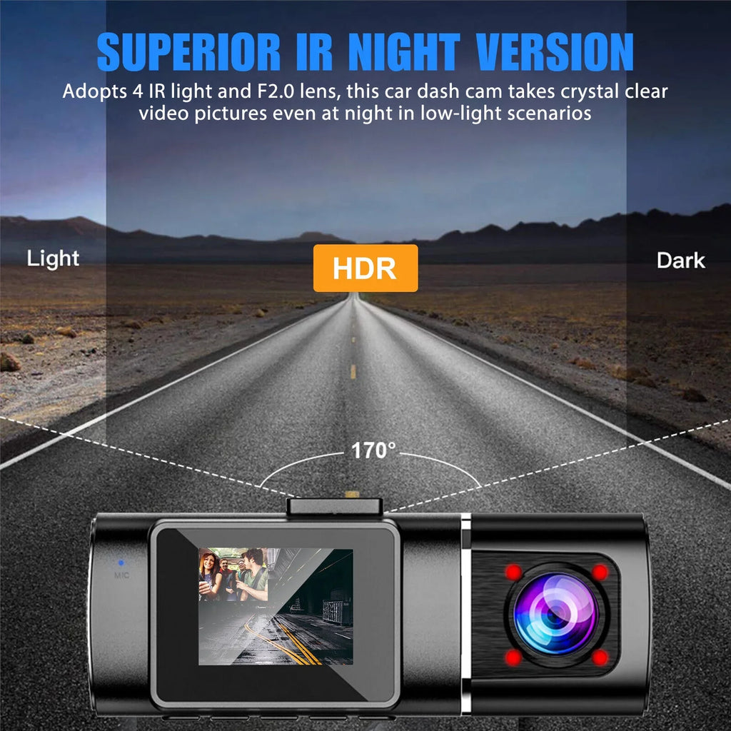 Dual Lens Car DVR Dash Cam Video Recorder G-Sensor 1080P HD Front+Inside Camera