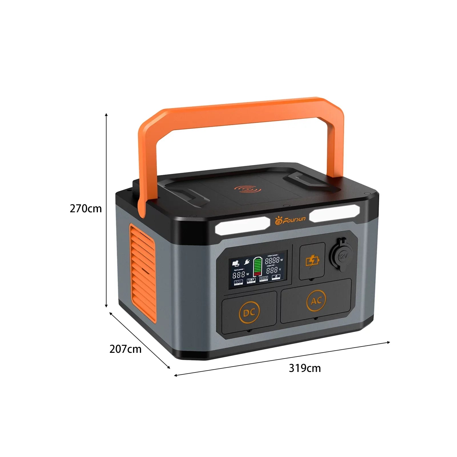 Foursun 1500W(3000W Peak) Portable  Station,1598.4Wh with 2 x 1500W AC Outlets ,Wireless charge,PD 65W,Solar Generator for Home Backup, Emergency, Camping