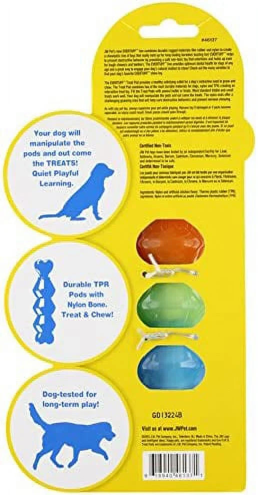 JW Pet EverTuff Treat Pod Nylon Dog Toy, Small, White Bone with Colored Pods of Orange, Green, Blue