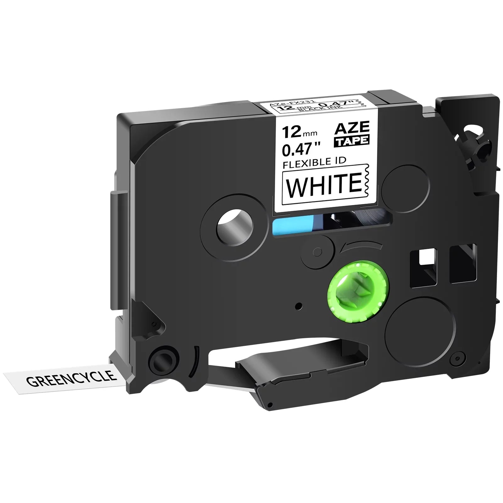 GREENCYCLE 50PK Compatible for Brother P-touch 12mm x 8m Black on White TZ TZe TZ-FX231 TZe-FX231 TZe-231 TZ-231 Flexible ID Cable Wire Label Tape