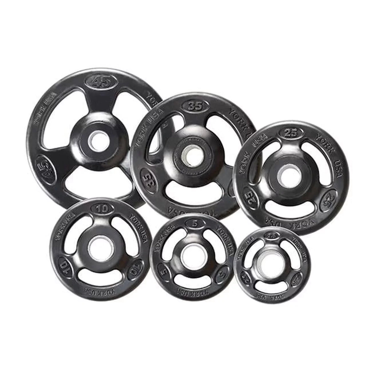 York Barbell  Grip Steel Composite Olympic Iron Plate, Black - 35 lbs