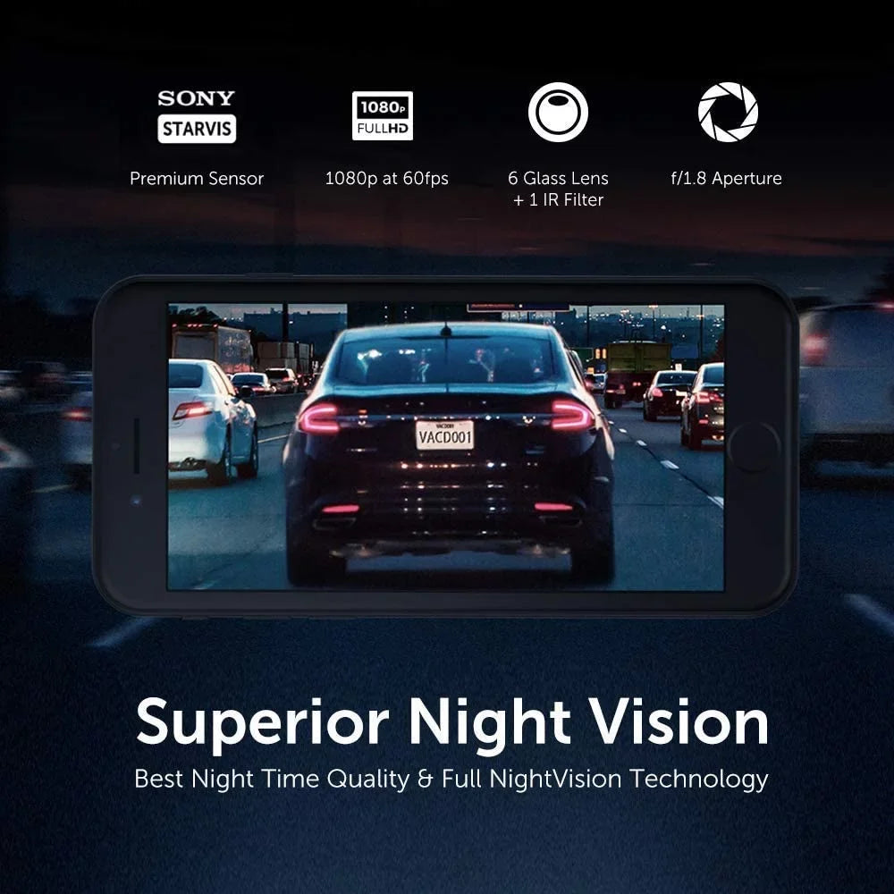 Dash Cam | VAVA 1920X1080P@60Fps | Wi-Fi Car Dash Camera | Sony Night Vision Sensor | Dashboard Camera Recorder with GPS | Parking Mode | G-Sensor | Support 128GB Max