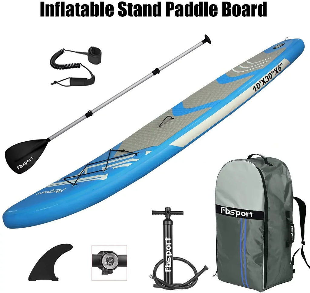 FBSPORT 11 Ft SUP Thickening Inflatable Stand Up Paddle Board w/Complete Accessories & Carry Bag, Surf Control, Non-Slip Deck, Standing Boat Surfboard