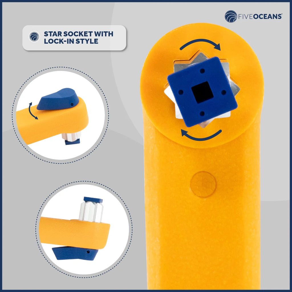Five Oceans 8" Sailboat Winch Handle, 2-Pack Universal Floating Winch Handle, Lock�in Mechanism, Orange and Blue, Lightweight and Strong, Fiberglass Reinforced Plastic - FO86-M2