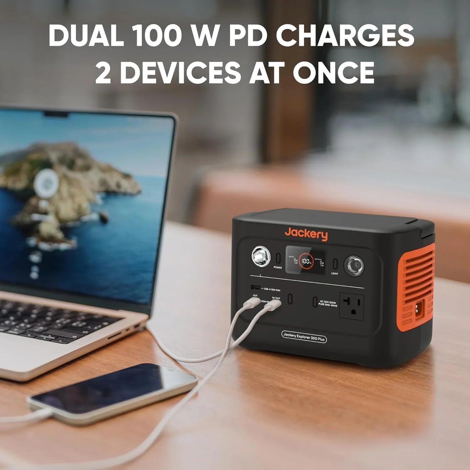 Jackery Explorer 300 Plus Portable Power Station, 288Wh Backup LiFePO4 Battery, 300W AC Outlet, 3.75 KG Solar Generator for RV, Outdoors, Camping, Traveling, and Emergencies