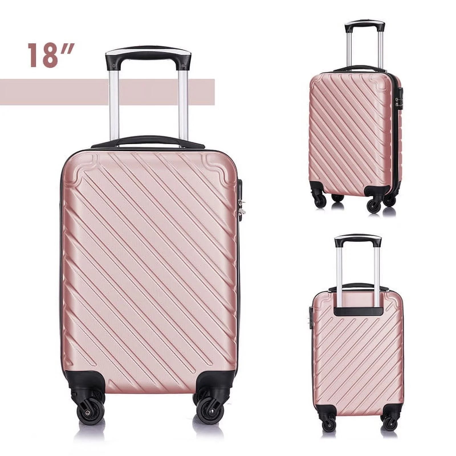 4 Piece Hardshell Luggage Sets,Travel Suitcase,Carry On Luggage with Spinner Wheels Free Cover&Hanger Inside rose gold