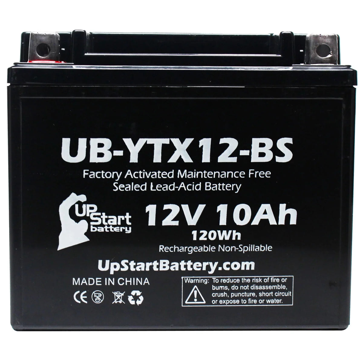 2-Pack UpStart Battery Replacement 2010 Honda TRX250 TE, TM, FourTrax Recon 250 CC Factory Activated, Maintenance Free, ATV Battery - 12V, 10Ah, UB-YTX12-BS