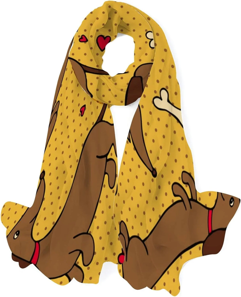 Hyjoy Yellow Dachshund Long Silk Neck Scarf Lightweight Shawl Wrap Scarves for Women Girls