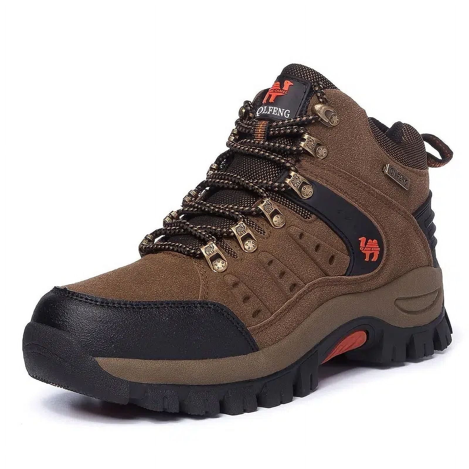 Women‘s High Top Lace Up Suede Leather Hiking Shoes  Waterproof Non Slip Outdoor Sneakers  Women‘s Footwear
