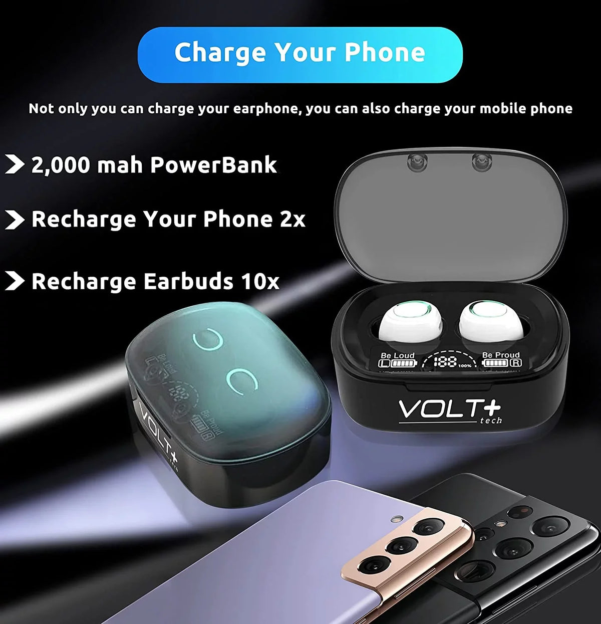 Wireless V5.1 PRO Earbuds Compatible with Samsung Galaxy S22+/ 5G/Plus/Ultra IPX3 BlueTooth Touch Waterproof / Sweatproof / Noise Reduction with Mic (White)