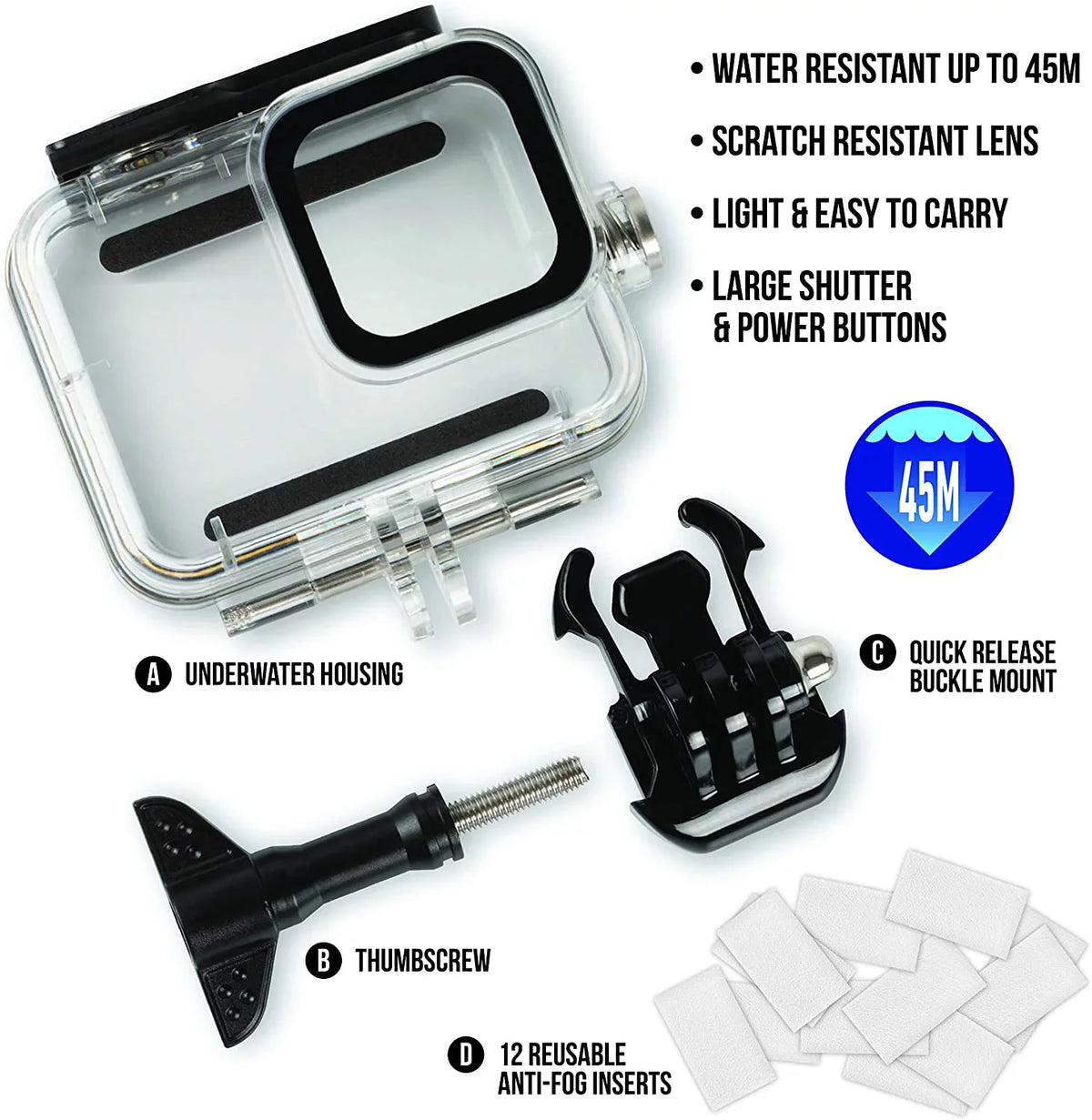 GoPro HERO9 HERO10 HERO11 Accessory Bundle with Battery, Housing, Monopod + More