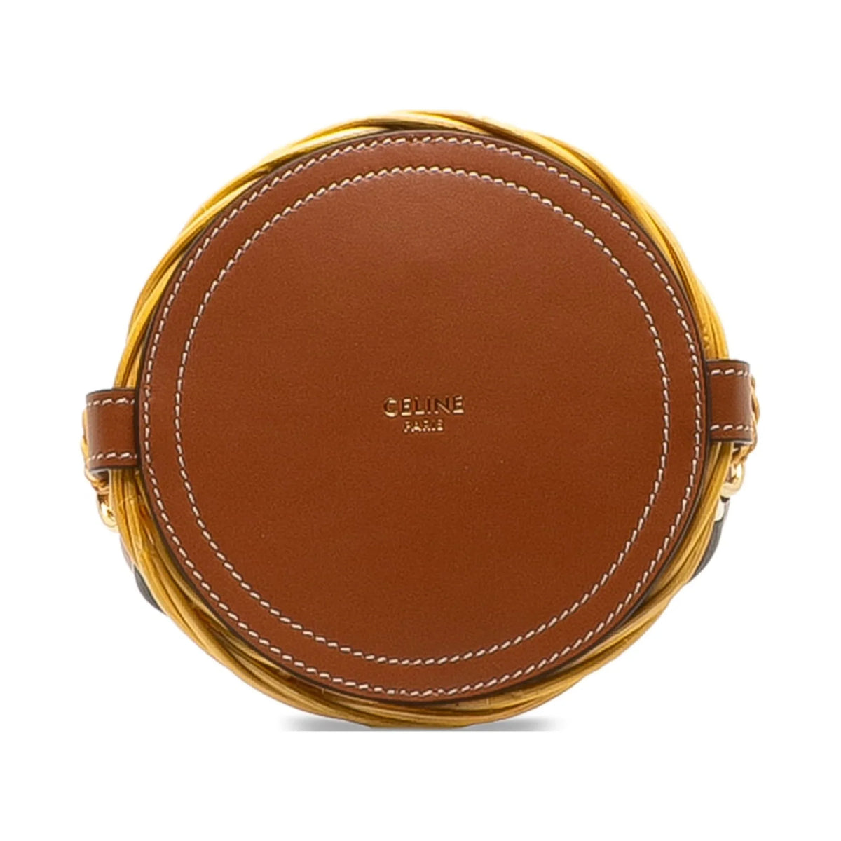 Pre-Owned Authenticated Celine Micro Wicker Bucket Bag Rattan Natural Material Brown DrawstringBag Unisex (Good)