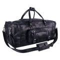 MaheTri 30" Black Leather Travel Duffel Weekender Bag Carry-on Overnight Bag Sports Duffel bag For men and Women