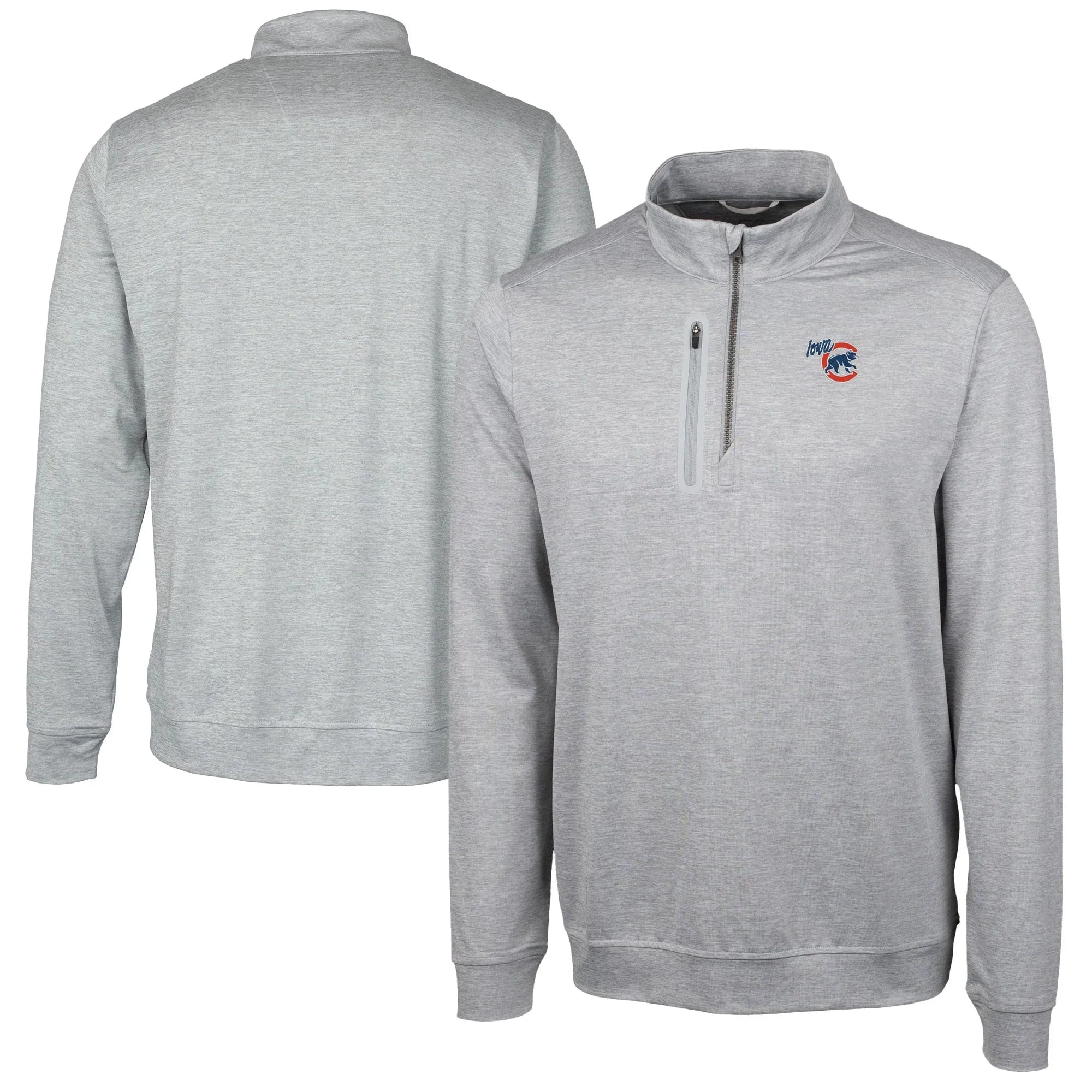 Men's Cutter & Buck  Gray Iowa Cubs Big & Tall Stealth Heathered Quarter-Zip Pullover Top