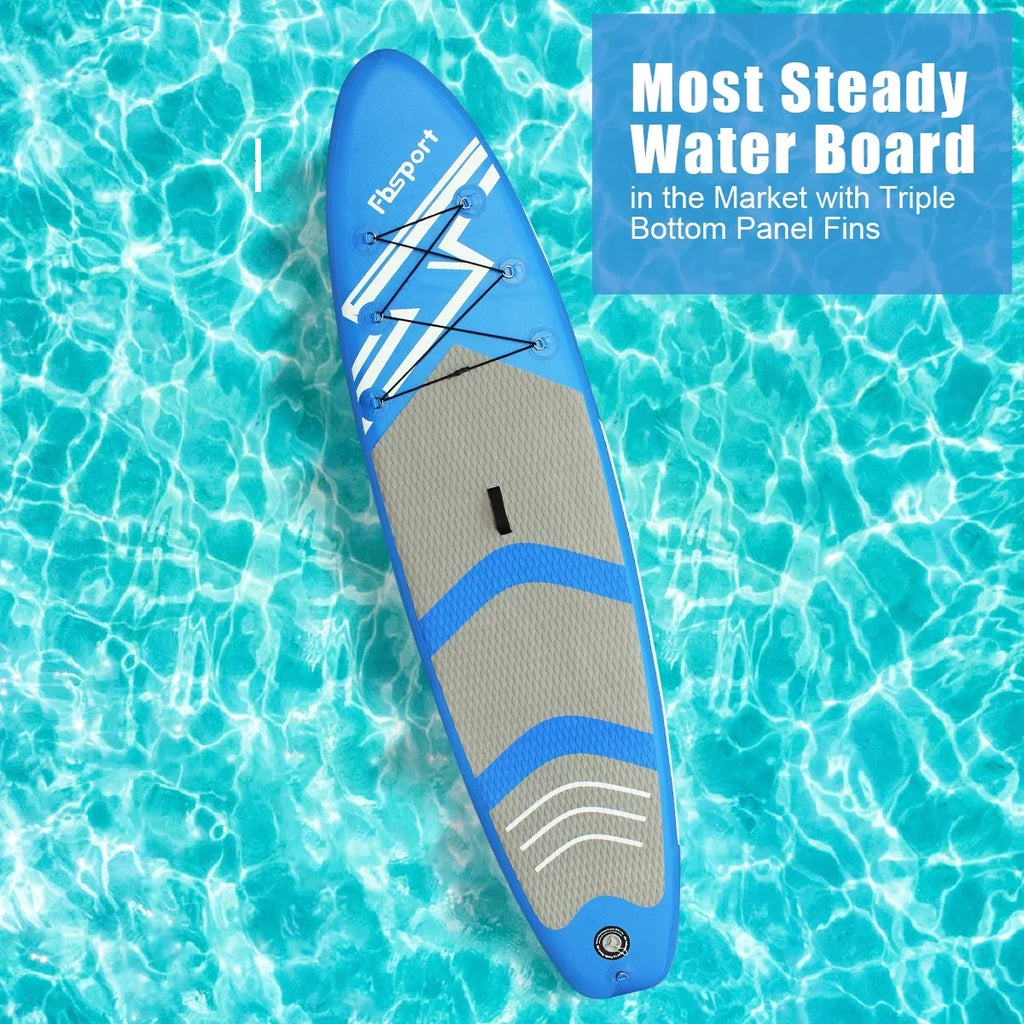 FBSPORT 11 Ft SUP Thickening Inflatable Stand Up Paddle Board w/Complete Accessories & Carry Bag, Surf Control, Non-Slip Deck, Standing Boat Surfboard