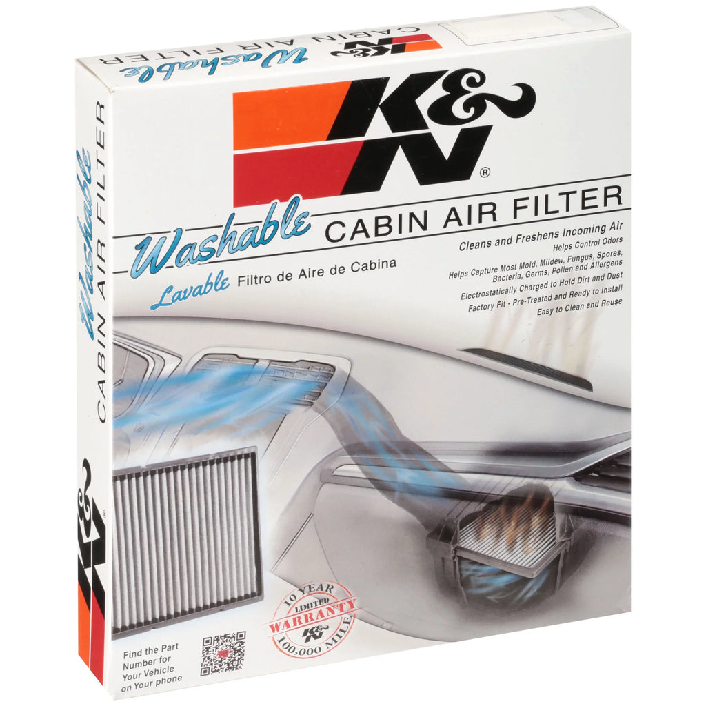 K&N VF2010 Washable & Reusable Cabin Air Filter Cleans and Freshens Incoming Air for your Hyundai, Kia Fits select: 2006-2010 HYUNDAI SONATA, 2011-2012 HYUNDAI SANTA FE