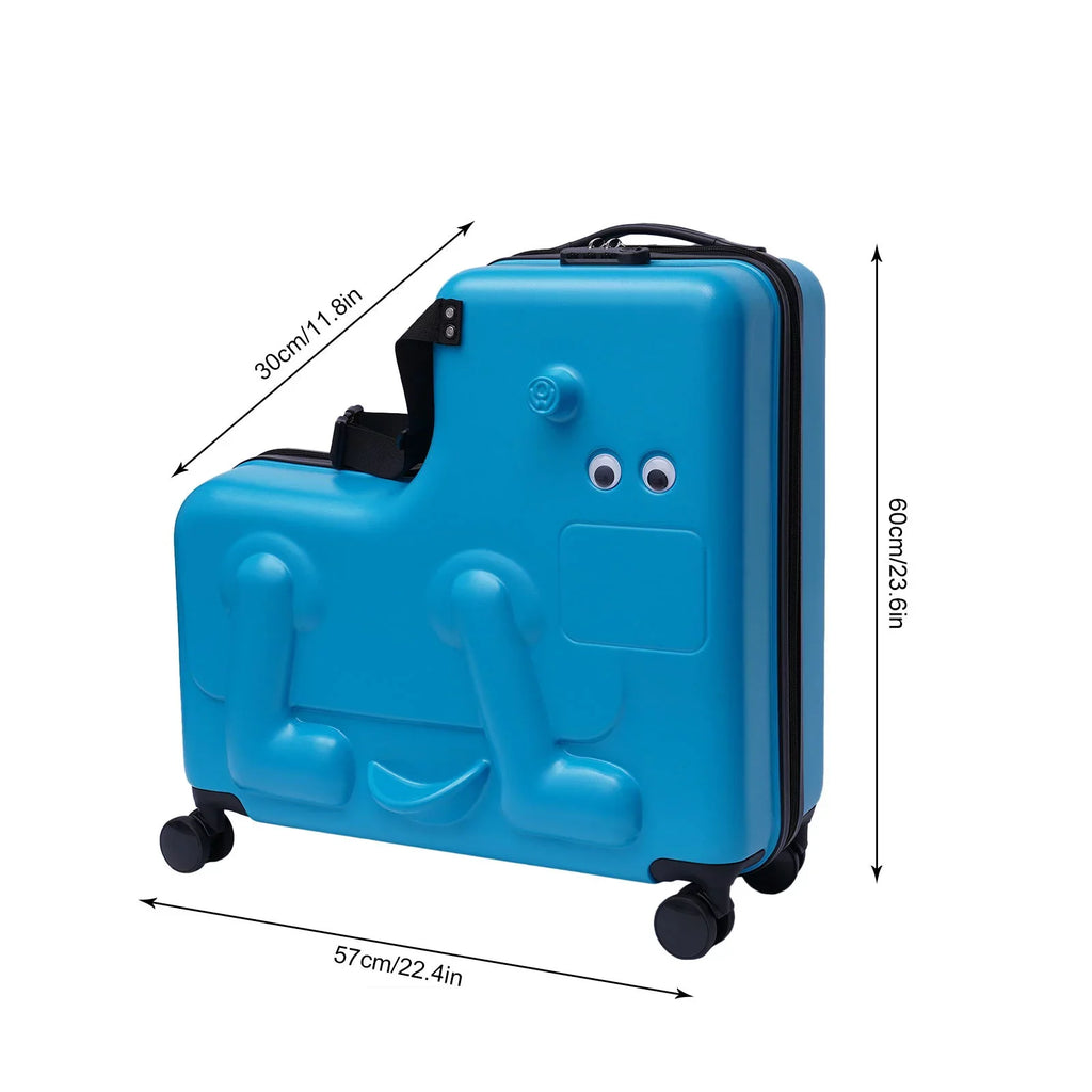 Wuzstar 24" Kid's Ride-on Travel Suitcase Portable Universal Wheel Waterproof Luggage,ABS+PC Aged 4-12 Years