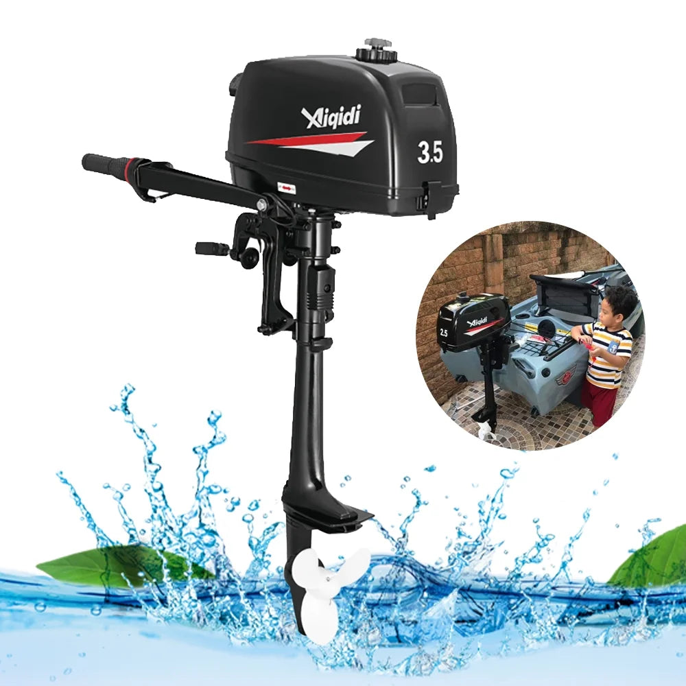 YIYIBYUS Outboard Boat Engine 2 Stroke 3.5HP Water Cooling & CDI System Outboard Motor Marine Trolley Driver +Tool Bag