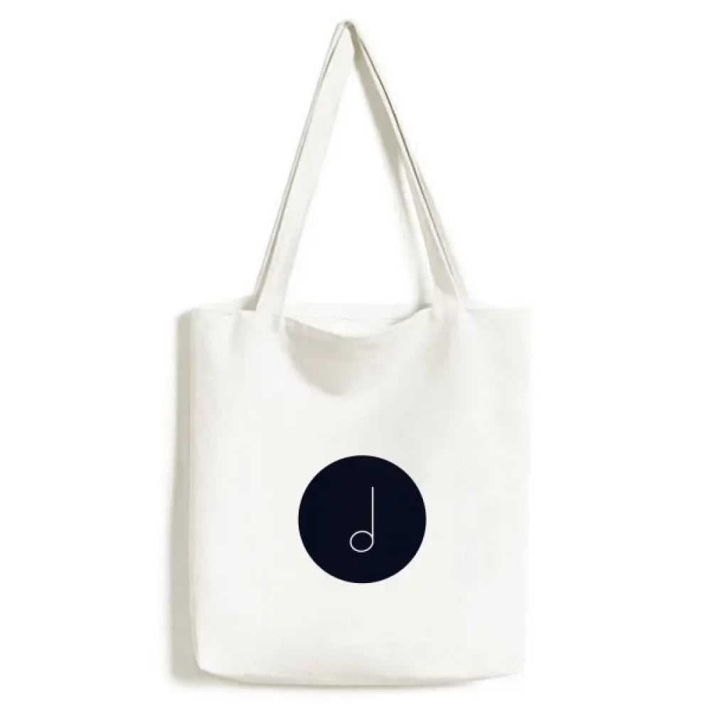 White Music Mim Notes Black Tote Canvas Bag Shopping Satchel Casual Handbag