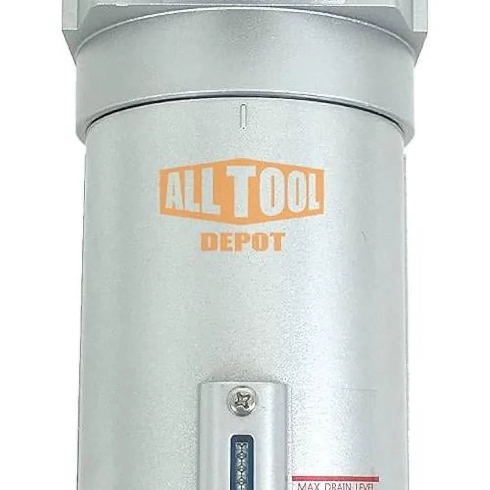 NPT SUPER DUTY Compressed Air In Line Filter Regulator Combo Piggyback, Metal Bowl, 5 Micron , Adjustable From 7 To 175 PSI (AUTO DRAIN)