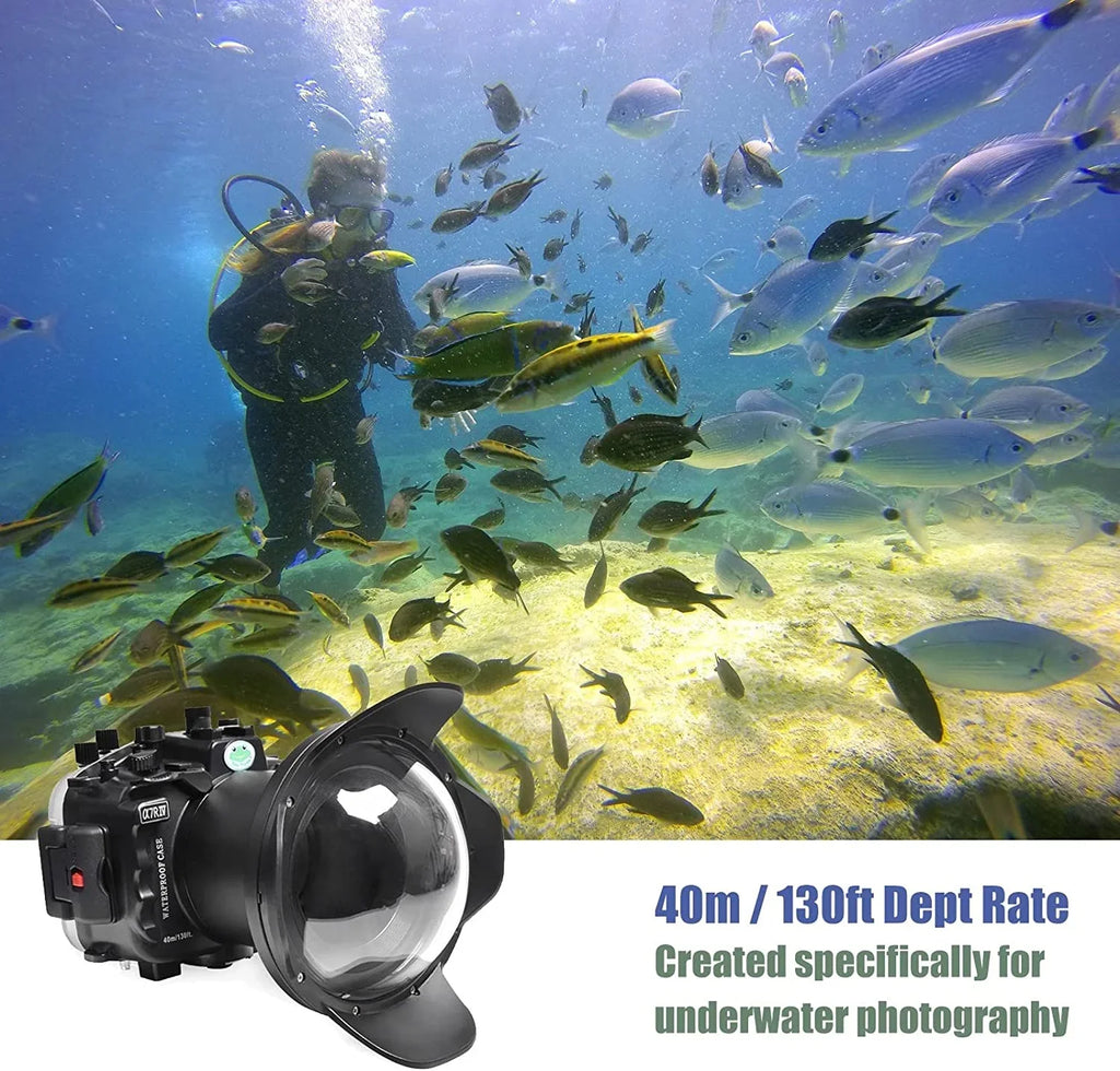 Seafrogs [40M/130FT] Underwater Housing Waterproof Case w/ 6 Inch Dome Port Kit for Sony A7R IV A7R4 ILCE-7R IV Compatible with Sony FE 16-35mm F/4 28-70mm F3.5-5.6, 12-24mm F4 G Lens-Black